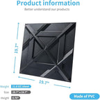 Art3d PVC 3D Wall Panel, Decorative Wall Tile in Black 12-Pack 19.7"x19.7" - Image 4
