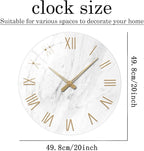Large White Marble Wall Clocks Battery Operated 20 Inch Modern Analog Glass - Image 2