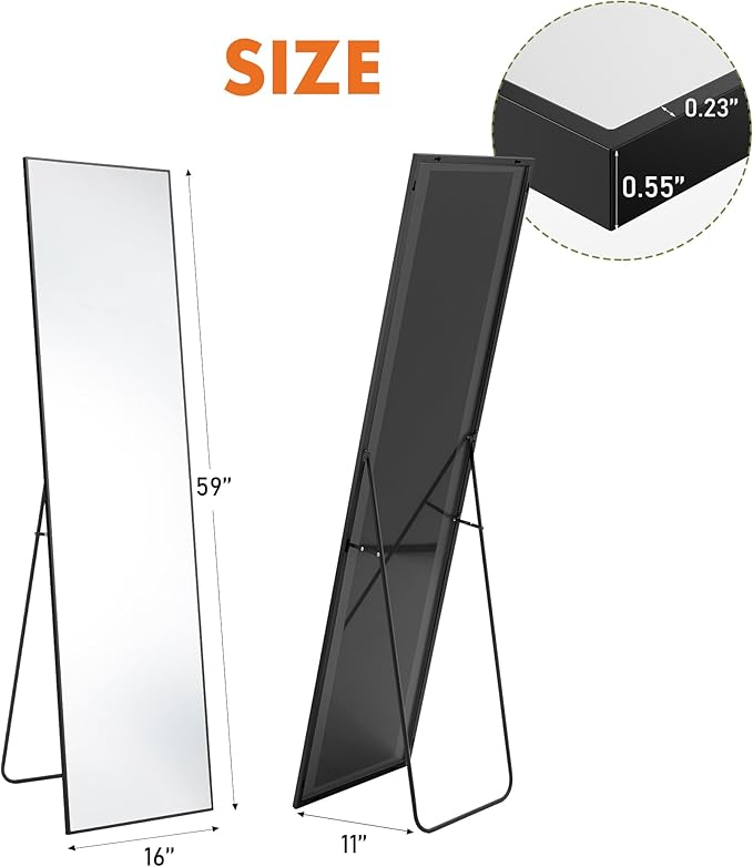 DUMOS Black Full Length Mirror - Image 4