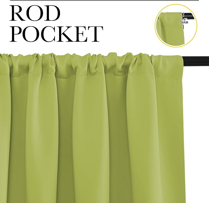 NICETOWN Blackout Curtains for Living Curtains, Fresh Green, 1 Pair, 34-inch W - Image 2