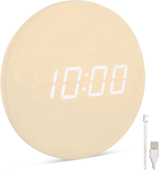 Minimalist LED Digital Wall Clock – USB Powered | Beige Lenin Style | 12/24 Hour by Leafre