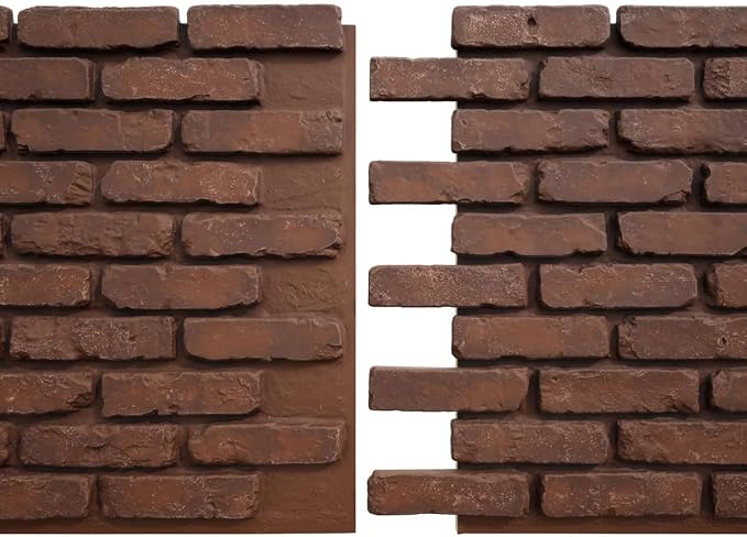 EverStone Aged Brick Faux Brick Panel, 46 7/8"W x 27"H x 1 1/4"D, Pizzeria Color - Image 8