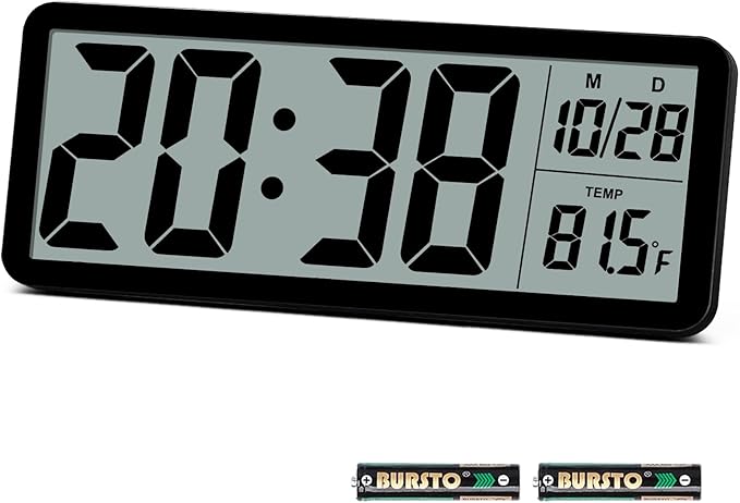 Digital LCD Wall Clock Easy to Set, 8.5 Inch LCD Screen by QINYUNE