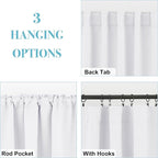RYB HOME White Short Curtains, Room Darkening Drapes Thermal Insulated Small - Image 6
