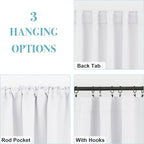 RYB HOME White Curtains for Living Room, Back Tab & Rod Pocket Top Insulating - Image 6