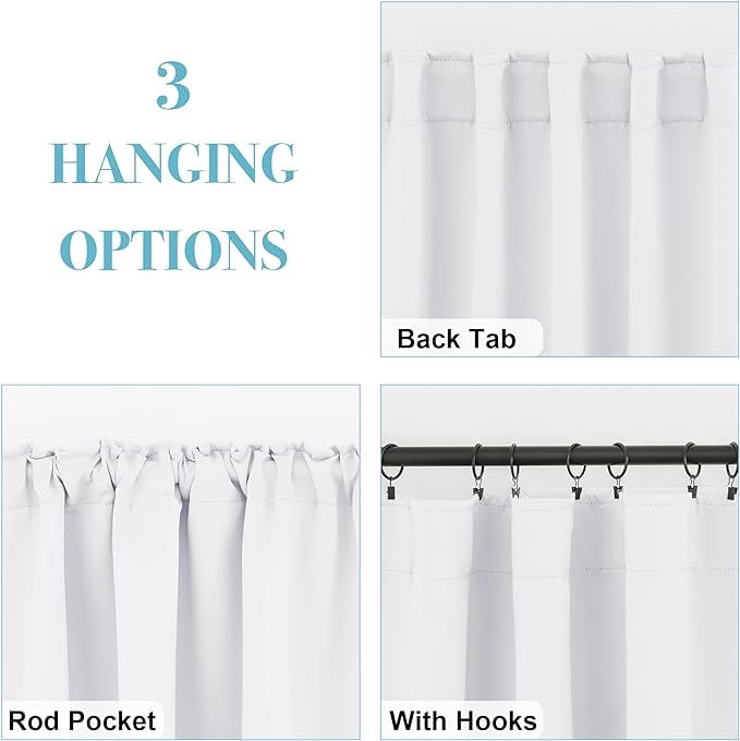 RYB HOME White Curtains for Living Room, Back Tab & Rod Pocket Top Insulating - Image 6