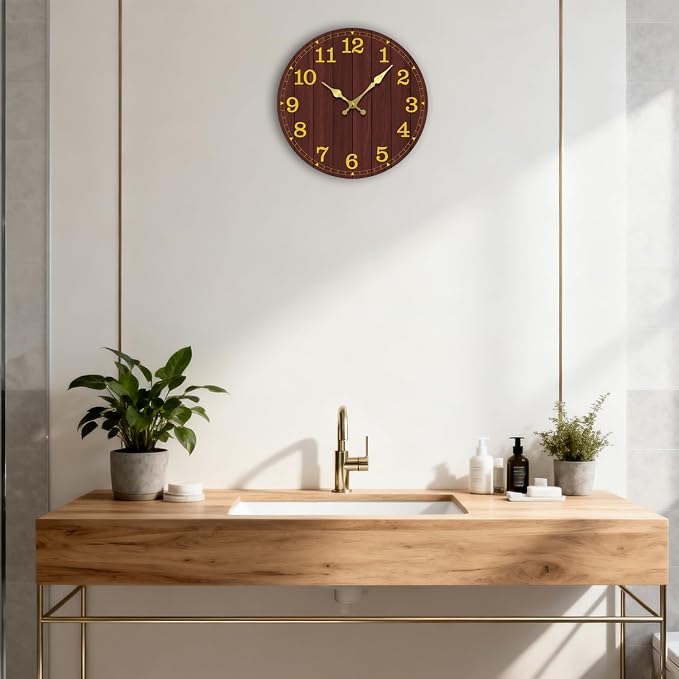 Wall Clock, Modern Wall Clocks Battery Operated, Silent Non Ticking Rustic - Image 8