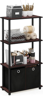 Furinno NW889DC/BK Go Green 4-Tier Multipurpose Storage Rack w/Bins, Dark by Furinno-FitsYourSpaceFitsYourBudget