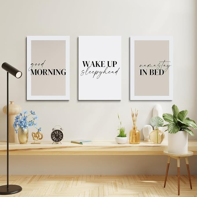 GUBIYU Bedroom & Morning Wall Art Prints Set of 3, Above Bed Decor, Good - Image 3