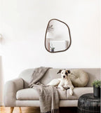 Irregular Wooden Framed Wall Mirror Modern Oval Asymmetrical Unique Hanging - Image 3