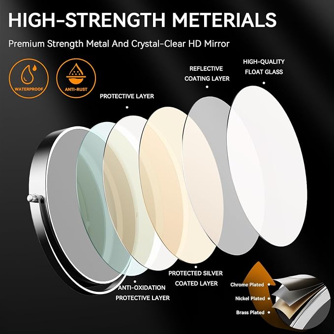 Auxmir Wall Mounted Makeup Mirror, 8 Inch 1X/20X Double Sided Magnifying Mirror - Image 5