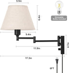 TRLIFE Wall Sconce Plug in, Dimmable Wall Sconces Set of Two Swing Arm Wall - Image 4