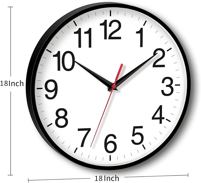 Rohioue 18 Inch Wall Clock, Modern Battery Operated Wall Clocks, Silent Non - Image 3