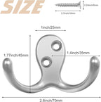Homanu 24 Pack Coat Hooks, Heavy Duty Double Prong Coat Hooks Wall Mounted - Image 5