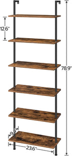 HOOBRO DIY Ladder Shelf, 6-Tier Wall Mounted Bookshelf, Office Vertical Bookcase - Image 3
