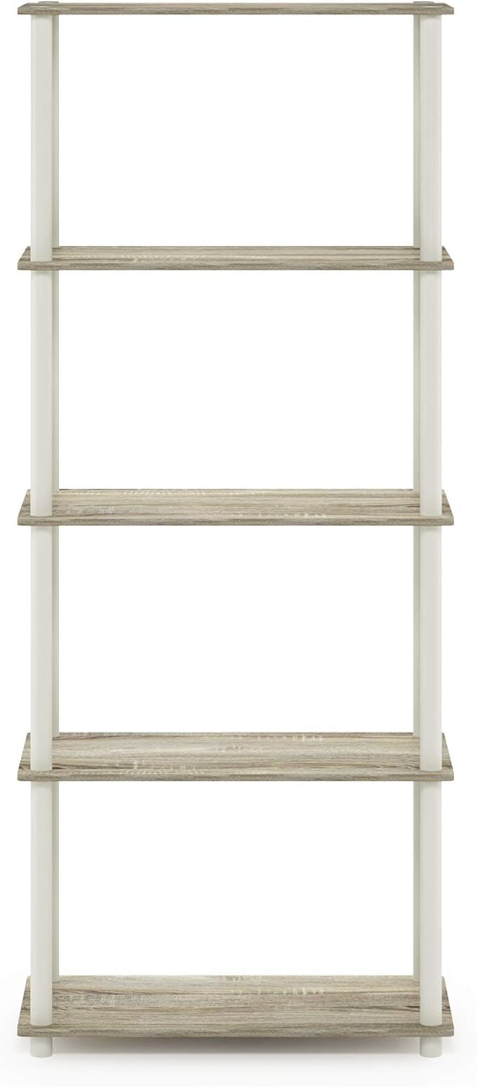 Furinno TURN-N-TUBE Storage Shelves, 5-Tier Book Shelf, Corner Shelf, Toolless - Image 6