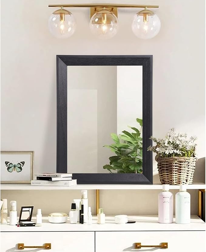 AAZZKANG Black Mirrors for Wall Rectangle Wood Framed Large 20"x16" Decorative - Image 4