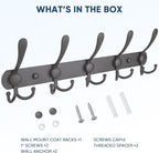 TICONN Wall Mounted Coat Rack, Five Heavy Duty Tri Hooks All Metal Construction - Image 5