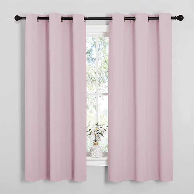 NICETOWN Baby Pink Blackout Curtains 68 inches Length by NICETOWN