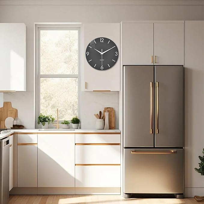 XFM Minimalist Wall Clock 16 Inch Large Grey Wall Clocks Battery Operated Round - Image 5