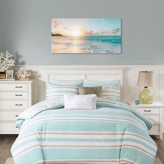 Goldfoilart Ocean Beach Sunset Canvas Wall Art - Image 6