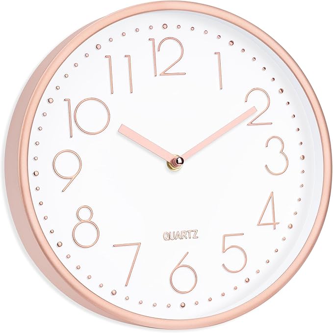 Foxtop Modern Wall Clock 10 Inch Non-Ticking Silent Battery Operated Round - Image 3
