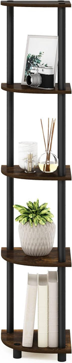 Furinno TURN-N-TUBE Corner Shelf, 5-Tier Corner Bookshelf, Open Storage Shelves - Image 6