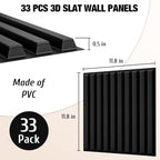 Qidejoy 33 Pcs 3D PVC Slat Wall Panels 12X12in Fluted Textured Paneling Modern - Image 3