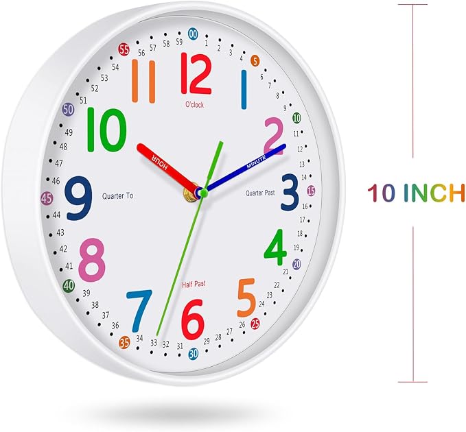Kids Wall Clock: Telling Time Teaching Wall Clocks Silent Non-Ticking Clocks - Image 5