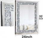 QMDECOR Crystal Crush Diamond Rectangle Silver Mirror - Image 3