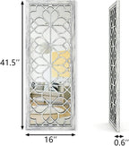 Set of 2 16x41.5 Inch Large Carved Floral Wood Frame Wall Mirrors, Shatterproof - Image 2