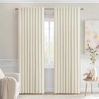 MIULEE Beige White Back Tab Blackout Curtains 90 Inches Long 2 Panels Set by MIULEE