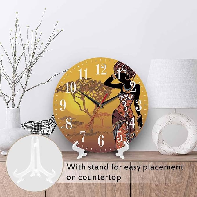 Mxocom African Woman Wall Clock Beautiful Black Woman - Image 3