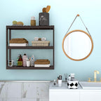 Domax Bamboo Bathroom Shelf 3-Tier Wall Mount Storage Rack Multifunctional - Image 2