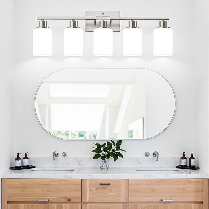 5-Light Brushed Nickel Bathroom Vanity Light - Image 6