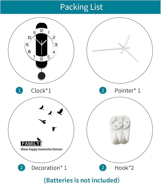 Modern Wall Clock Battery Operated Large Clock - Image 7