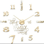 Junkin 3D Large Frameless DIY Wall Clock Modern Decor Family Quote Wall by Junkin
