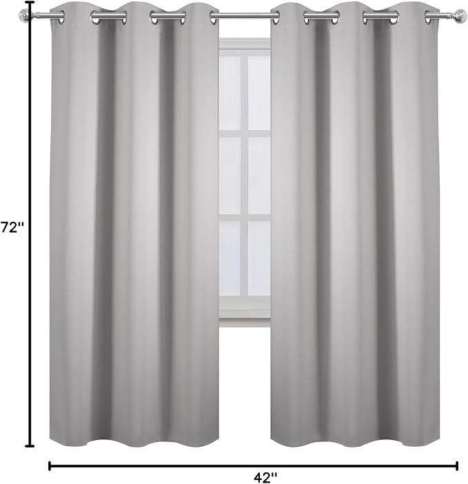 LEMOMO Light Grey Thermal Blackout Curtains/42 x 72 Inch/Set of 2 Panels Room - Image 10