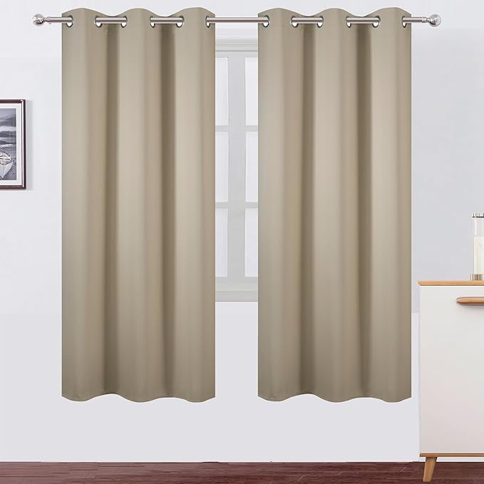 LEMOMO Beige Thermal Blackout Curtains/42 x 72 Inch/Set of 2 Panels Room by Lemomo