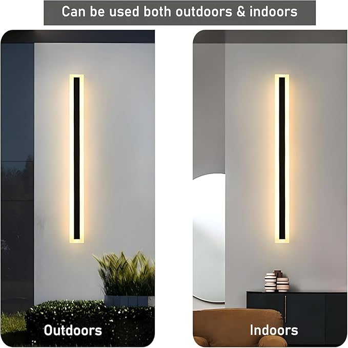 59inch-2Pack Long Outdoor Modern LED Wall Light, 45W Waterproof IP65 Warm White - Image 6