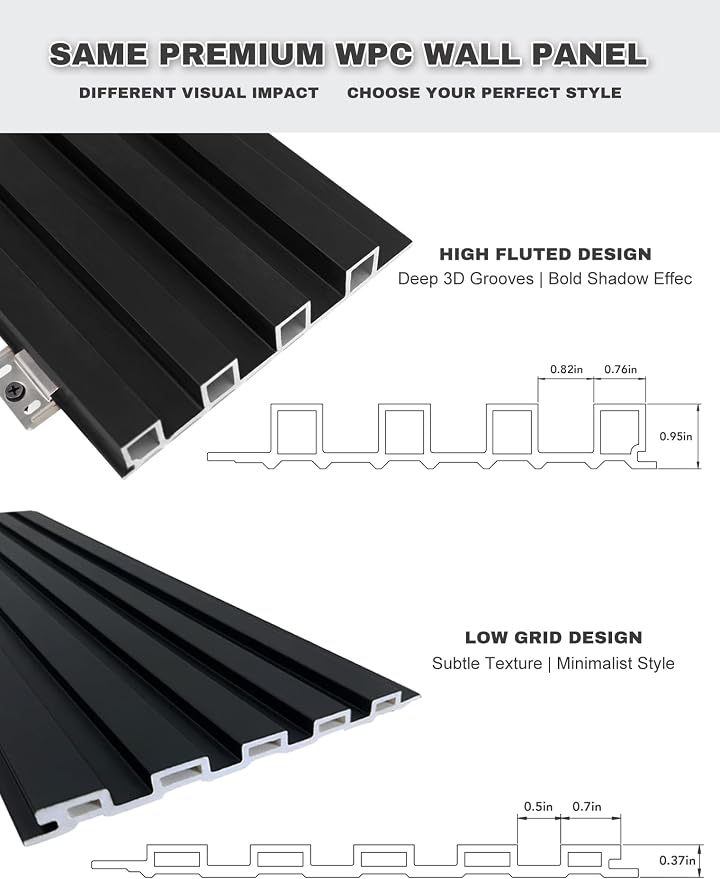 Extra Long Black Wall Panels for Interior Wall Décor 114x6.2x0.4in 8pack Modern - Image 8