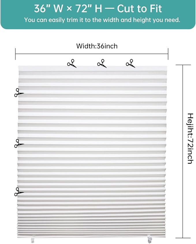 Changshade 6 Pack Temporary Shades, Pleated Paper Blinds - Image 3