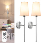 NIORSUN Brushed Nickel Battery Operated Wall Sconce Set of 2, Rechargeable Wall by NIORSUN