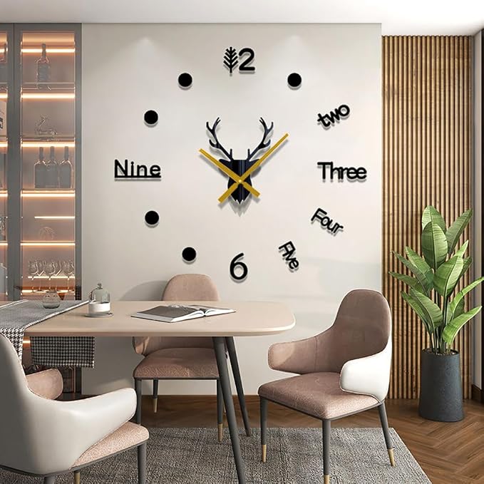DIY 3D Wall Clock Large Frameless Watch Mirror Surface Wall Art Clock - Image 2