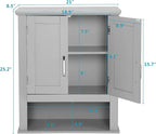 VINGLI Medecine Cabinet with 2 Doors Bathrooom Wall Cabinet Grey Over The - Image 3