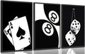 3Pcs Black and White Poker Dice Canvas Wall Art Lucky You Poster Prints Trendy by bokpen