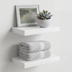 Homeforia White Floating Shelf 12 inch, High End Solid Real Wood Small 12inch by Homeforia