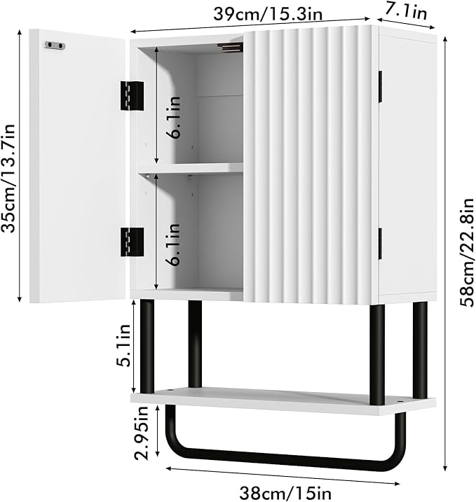 RUSTOWN Fluted Bathroom Wall Cabinet - Image 2