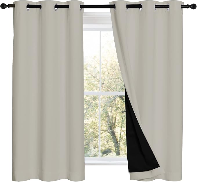 NICETOWN 100% Blackout Curtains 54 inches Long, Double-Deck Completely Blackout - Image 2
