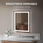 USHOWER LED Bathroom Mirror 24x32 Inch Tempered Glass - Image 3